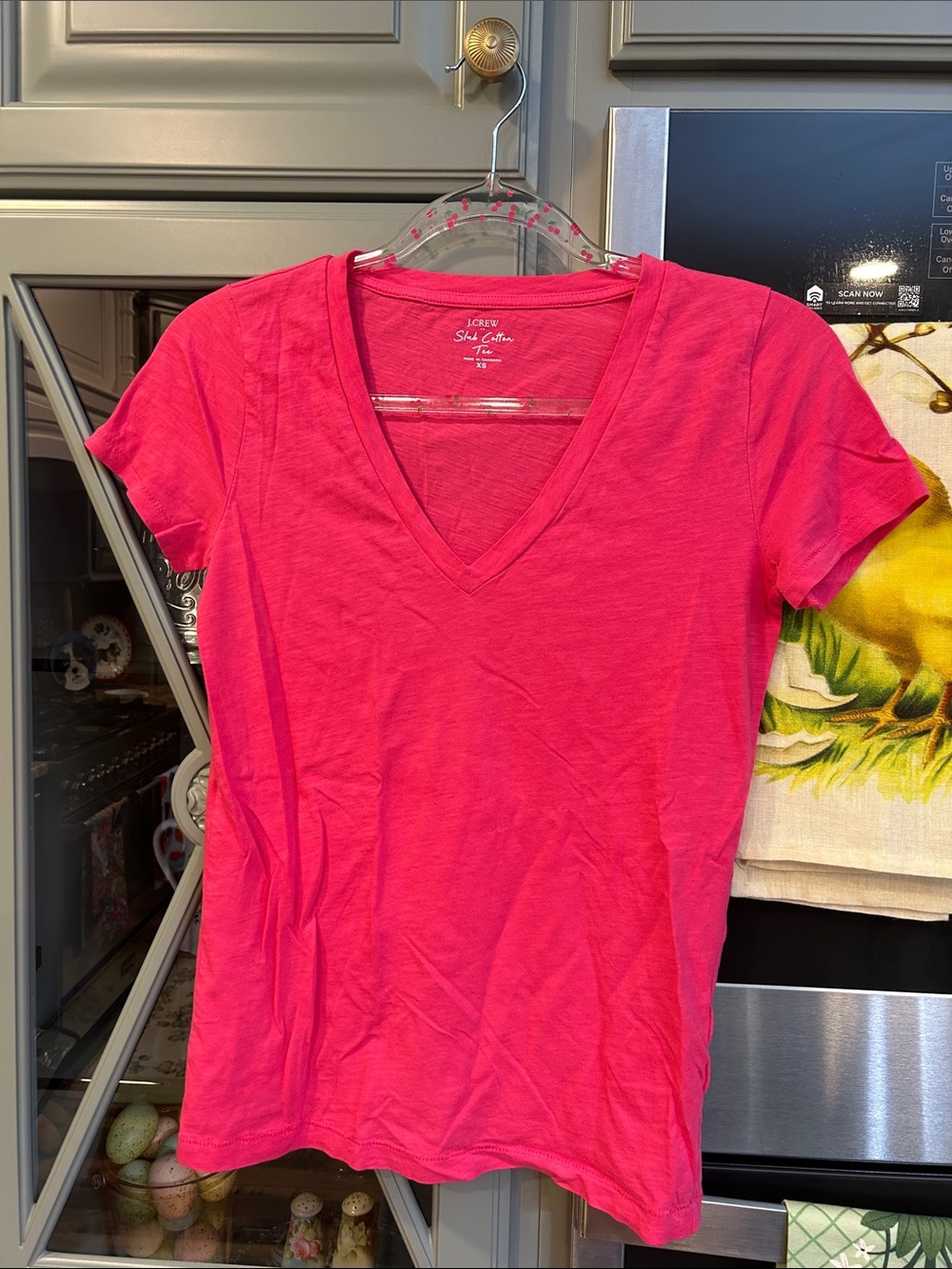 J. Crew Hot Pink V-Neck Cotton Short Sleeve Tee XS